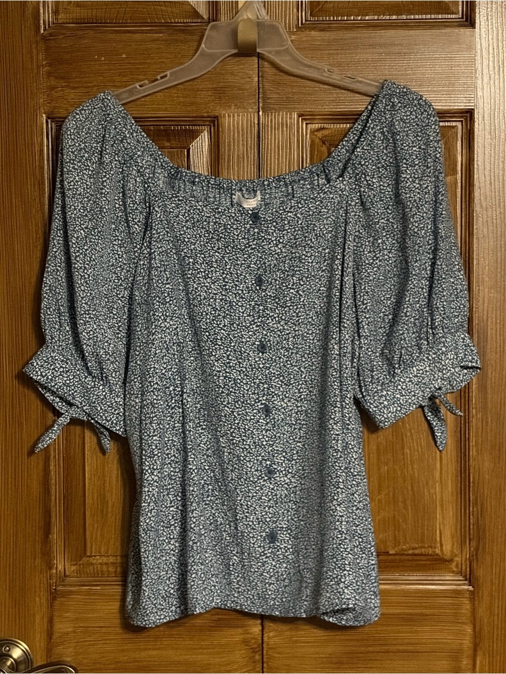 New LC Lauren Conrad Blue Floral Off-Shoulder Button Blouse Size XL